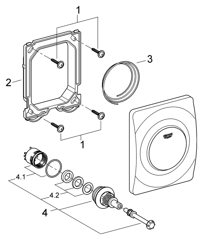 Urinal-Betätigung Surf 38808, 116 x 144 mm, Fertigmontageset für Rapido U oder Rapido UMB, chrom