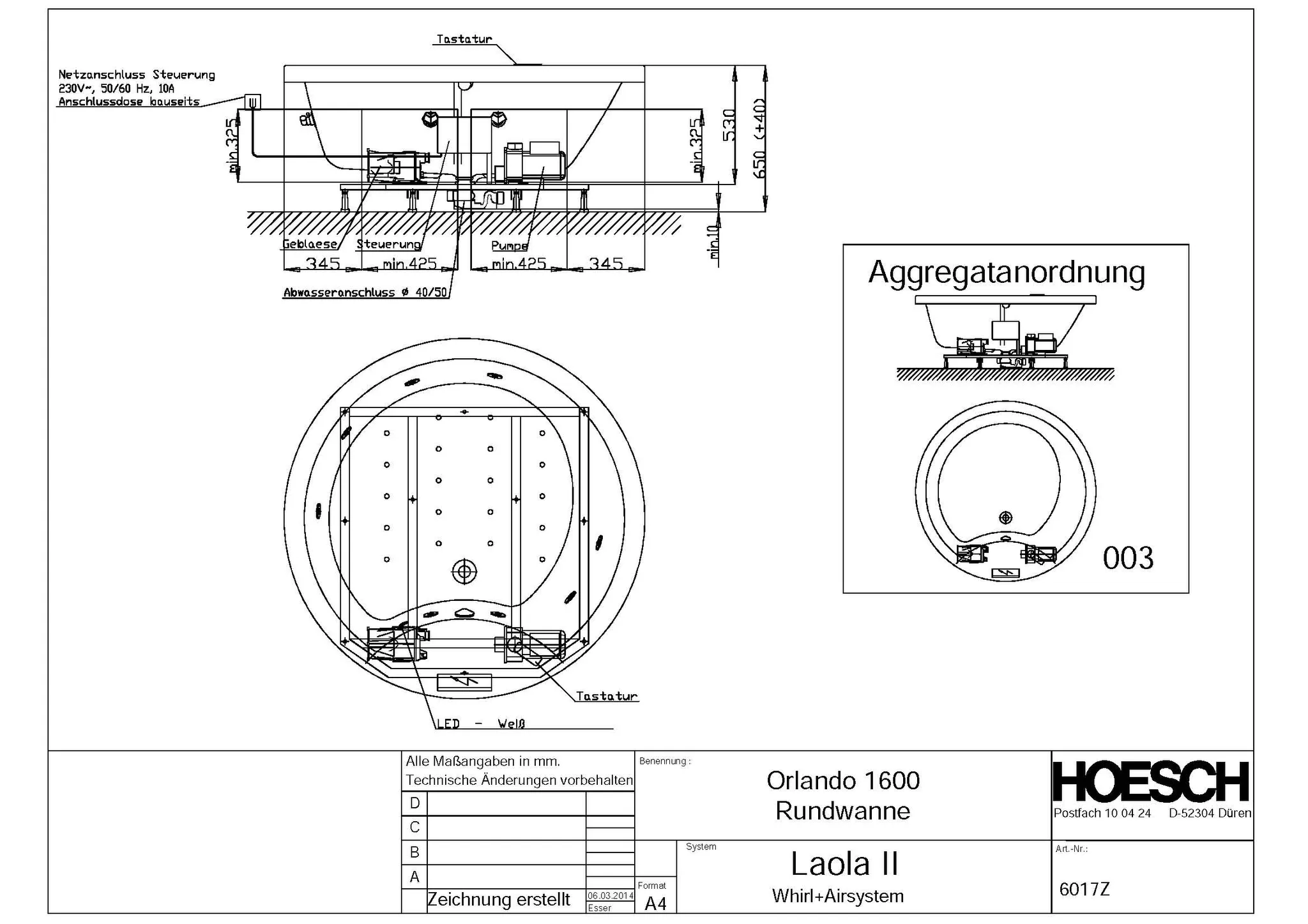 Hoesch Whirlwanne „Orlando“ mit Whirlsystem „Laola II“ rund ⌀ 160 × 65 cm in Weiß Hoesch Whirlwanne „Orlando“ mit Whirlsystem „Laola II“ rund ⌀ 160 × 65 cm in Weiß