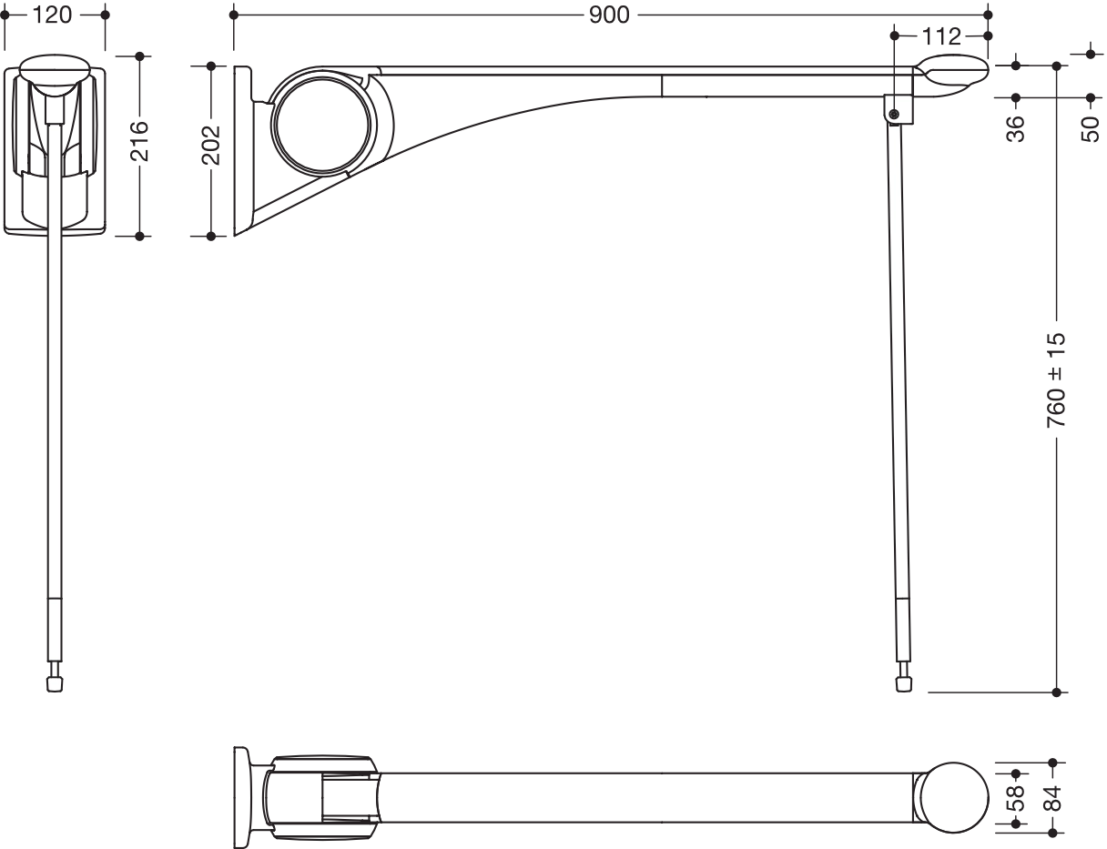 HEWI Stützklappgriff „Serie 802 LifeSystem“