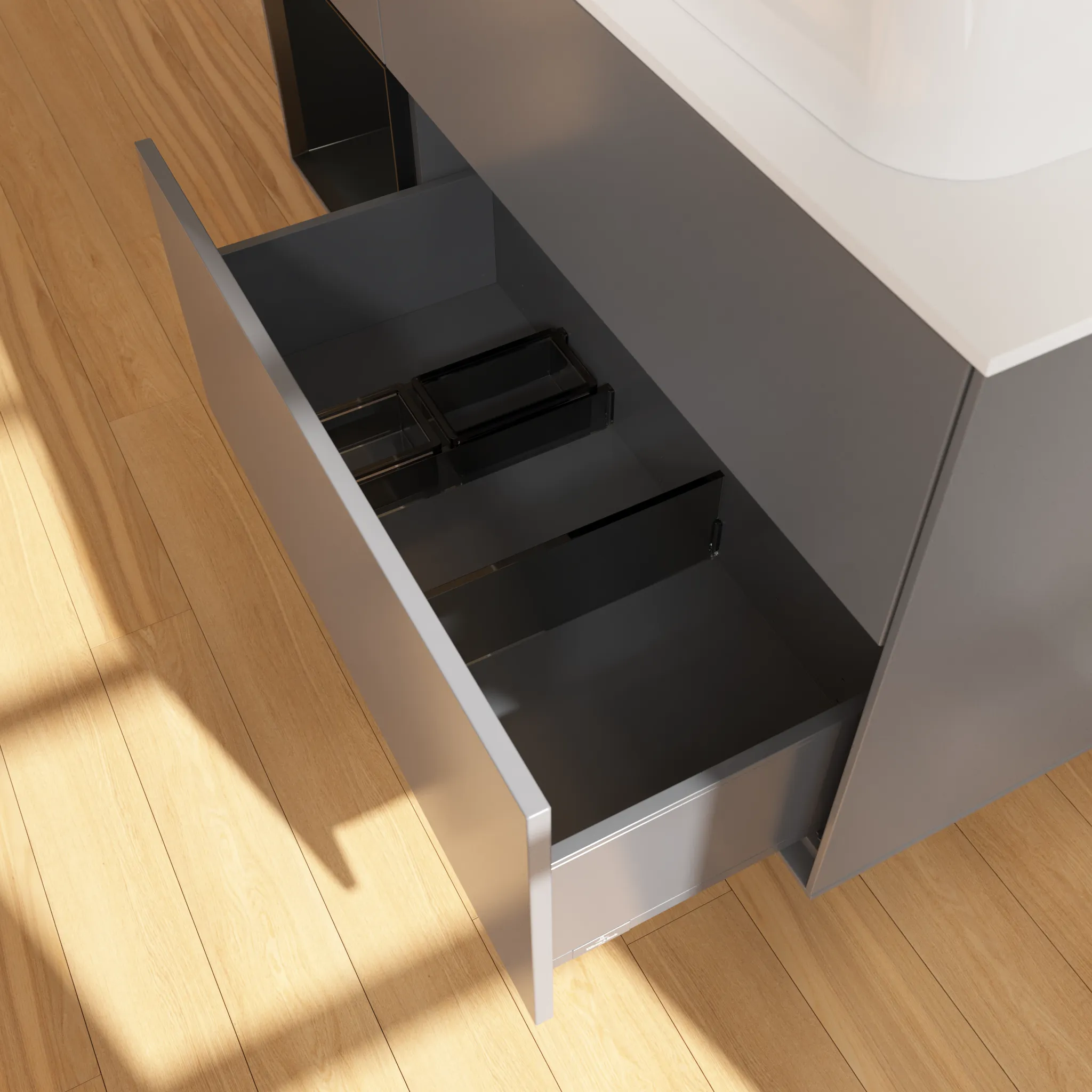 Villeroy & Boch Waschtischunterschrank „Finion“ für Schrankwaschtisch 1200 × 603 × 501 mm Anthracite Matt Lacquer, für Becken rechts Villeroy & Boch Waschtischunterschrank „Finion“ für Schrankwaschtisch 1200 × 603 × 501 mm Anthracite Matt Lacquer, für Becken rechts