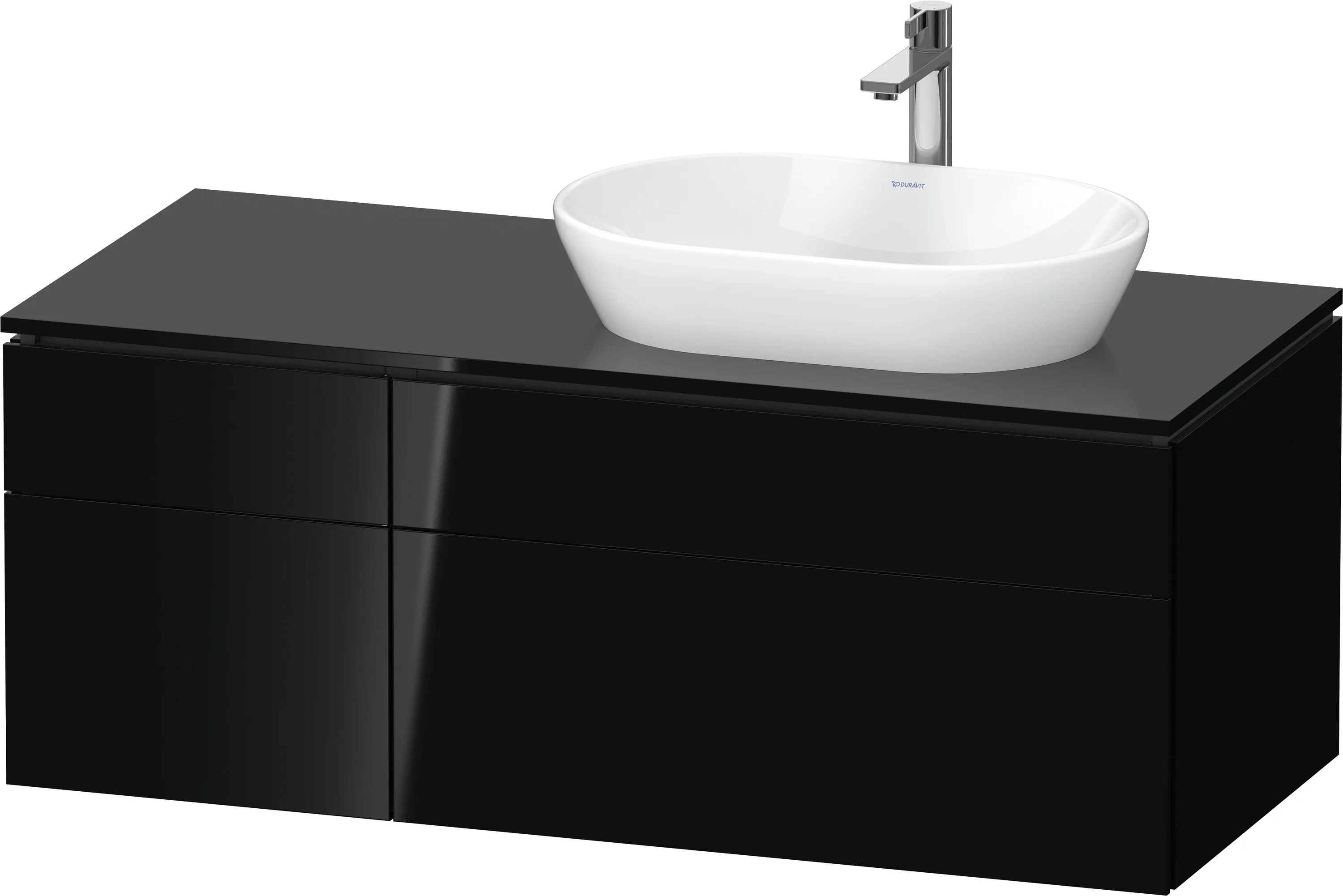 Duravit Waschtischunterschrank wandhängend „L-Cube“ 122 × 48,2 × 55 cm Schwarz Hochglanz, rechts