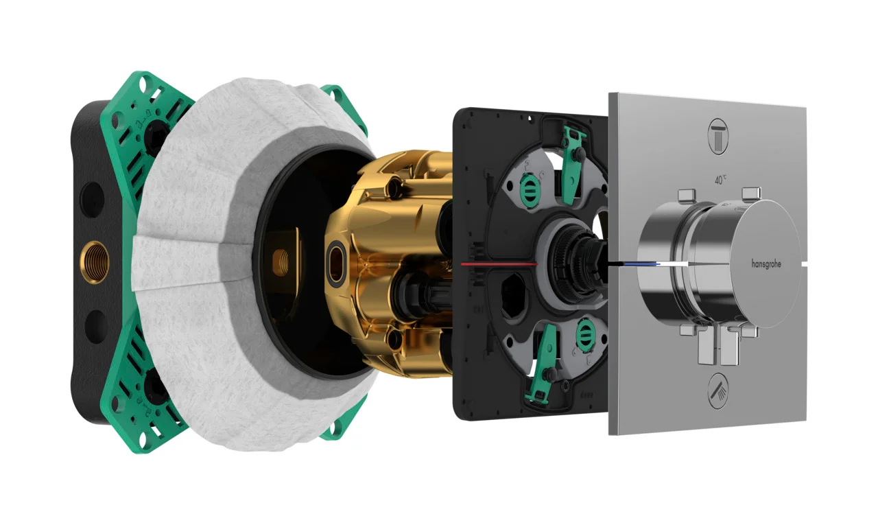 Hansgrohe iBox universal 2 Grundkörper - wärme- und schallisolierend, rotationssymmetrische Montage, einstellbarer Montagering in 5 mm Schritten, für alle neuen Brausen-, Wannen- und Thermostat-Fertigsets Unterputz (ShowerSelect Comfort, DuoTurn)