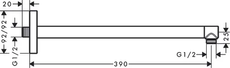 Hansgrohe AXOR ShowerSolutions Brausearm 390 mm eckig, Chrom