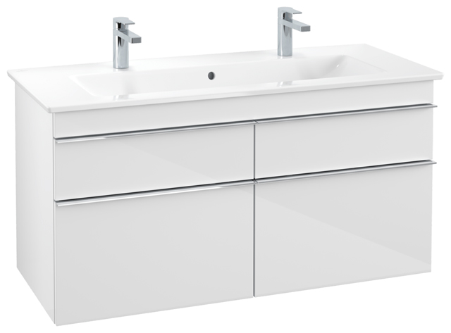 Villeroy & Boch Waschtischunterschrank „Venticello“ für Schrank-Doppelwaschtisch 115,3 × 59 × 50,2 × 50,2 cm in Glossy White, mittig