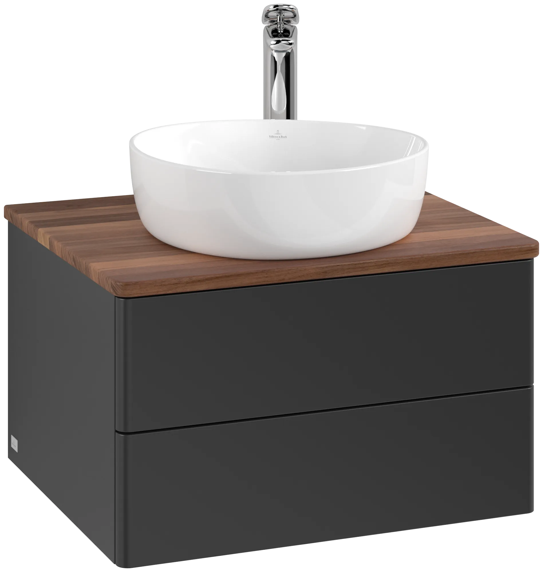 Villeroy & Boch Antao Waschbeckenunterschrank L18_5, 600x360x500 mm, Black Matt Lacquer / Warm Walnut
