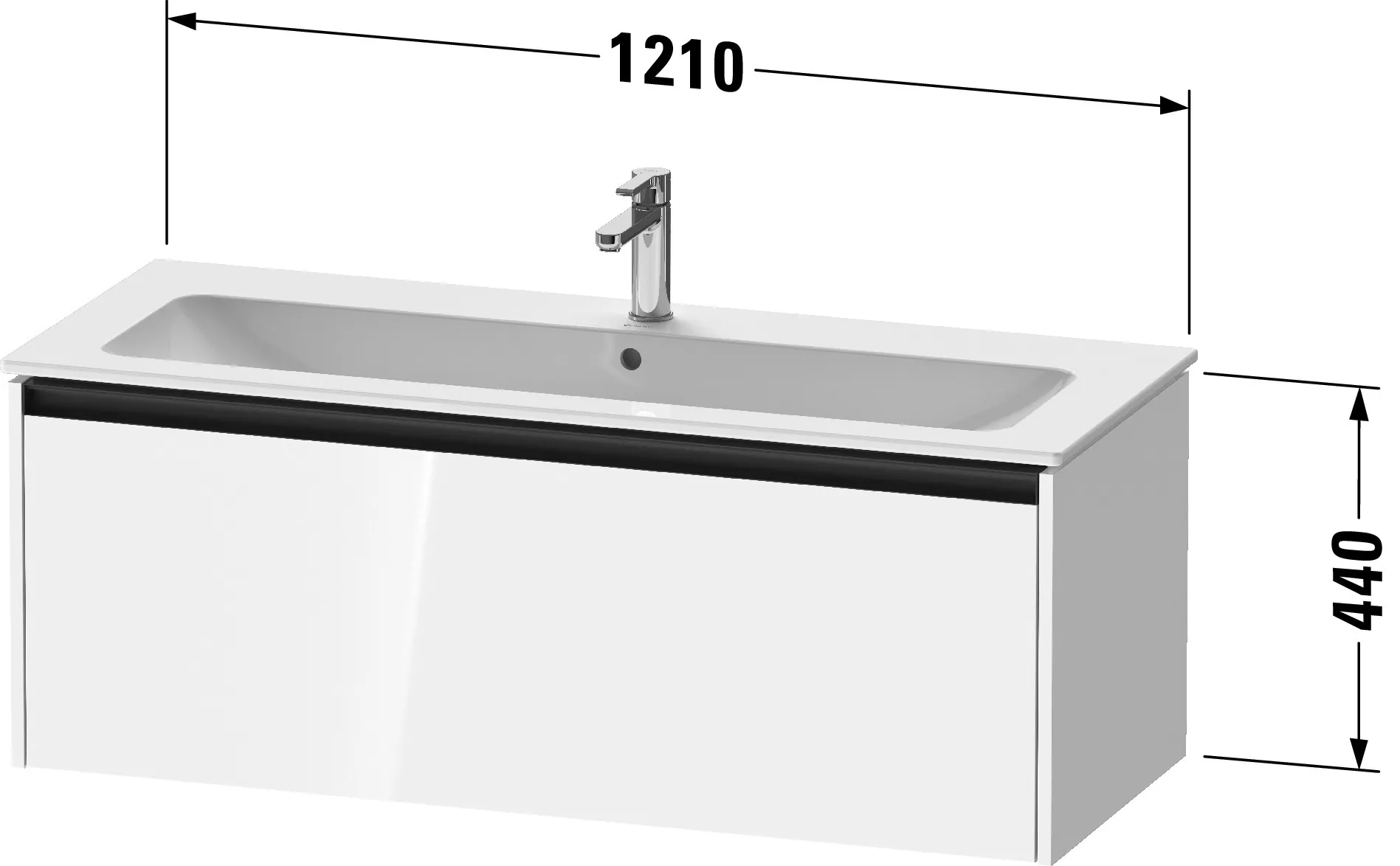Duravit Waschtischunterschrank wandhängend „Ketho.2“ 121 × 44 × 48 cm Basalt Matt