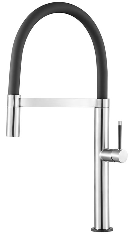 Spültisch-Einhandbatterie AqvaKitchen - Semi-Professional - flexibler Schlauch-Auslauf - Material: Edelstahl - Oberfläche: gebürstet - Kartusche mit keramischen Dichtscheiben - Heißwassersperre - Wassermengendurchflussregulierung - flexible Druckschl Spültisch-Einhandbatterie AqvaKitchen - Semi-Professional - flexibler Schlauch-Auslauf - Material: Edelstahl - Oberfläche: gebürstet - Kartusche mit keramischen Dichtscheiben - Heißwassersperre - Wassermengendurchflussregulierung - flexible Druckschl