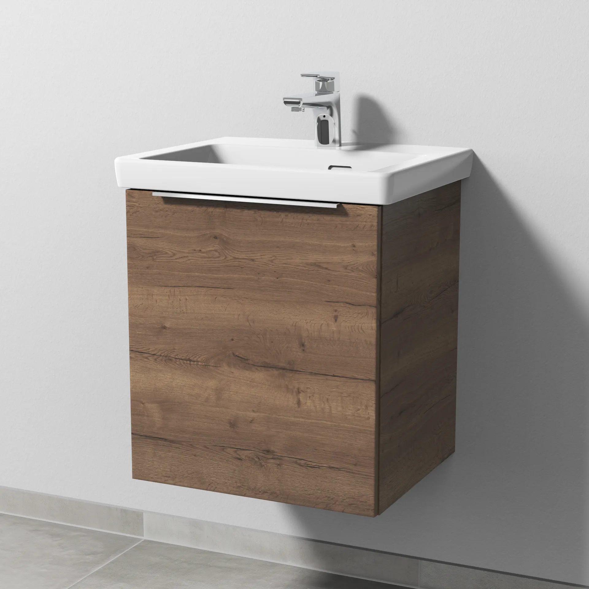 Sanipa Waschtischunterschrank „3way“ 457 × 517 × 391 mm in Eiche Tabak, Anschlag links