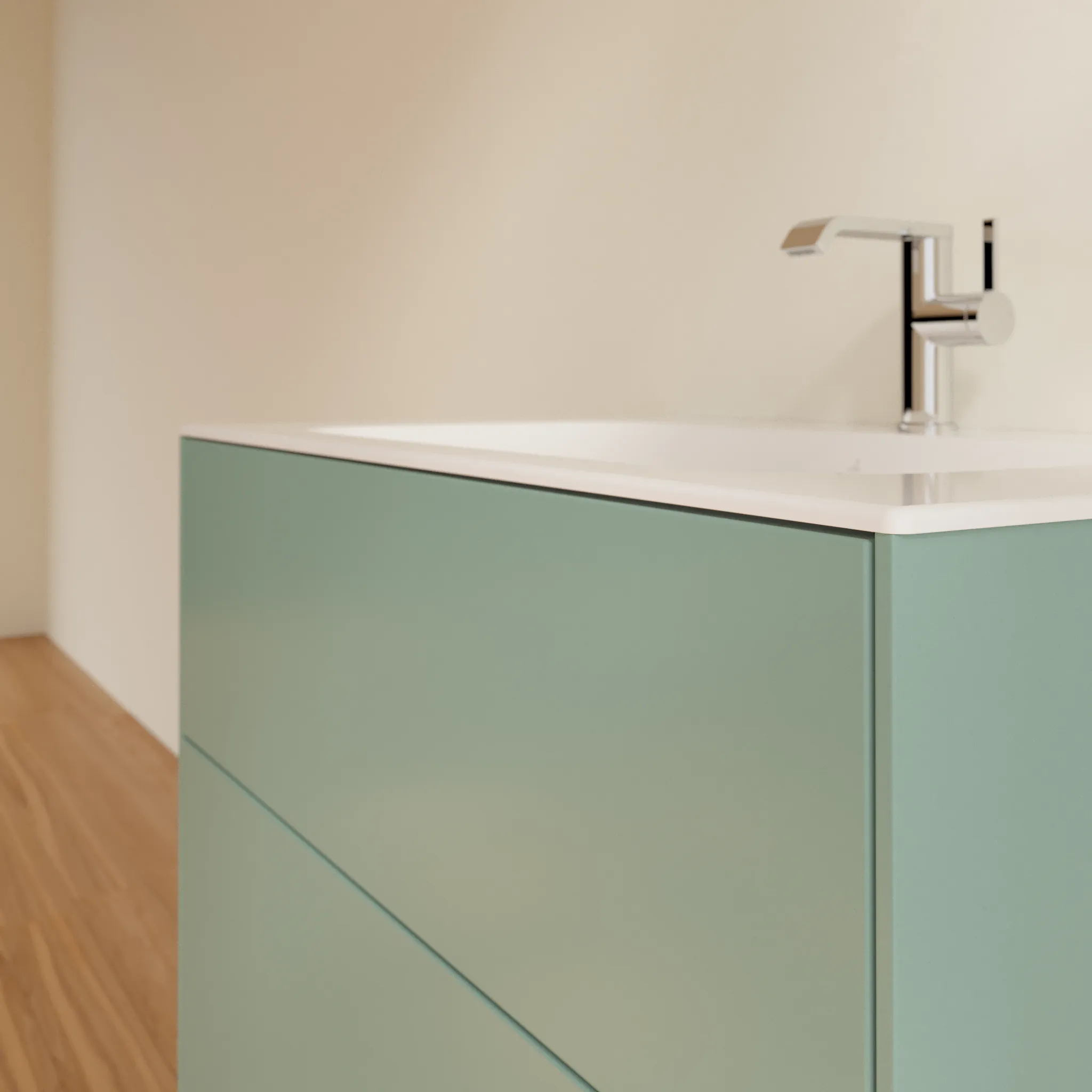 Villeroy & Boch Waschtischunterschrank „Finion“ für Schrankwaschtisch 796 × 591 × 498 mm Olive Matt Lacquer, für Becken mittig