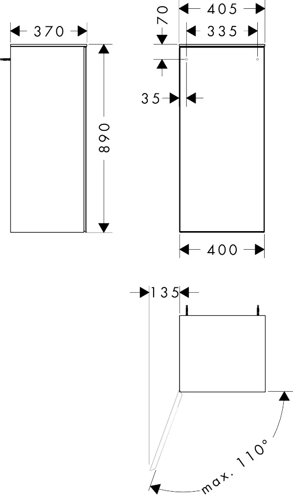 Hansgrohe Xevolos E Halbhochschrank Sandbeige Matt 400⁄360, Türanschlag links, Oberfläche Front: Eiche Dunkel Hansgrohe Xevolos E Halbhochschrank Sandbeige Matt 400⁄360, Türanschlag links, Oberfläche Front: Eiche Dunkel