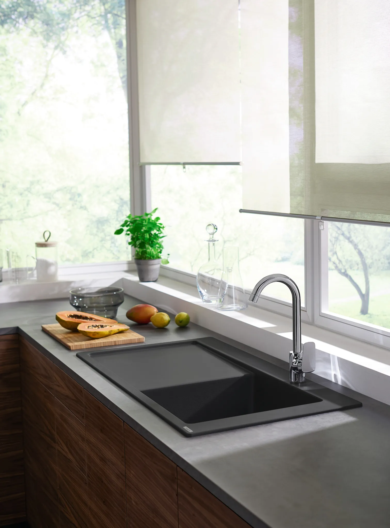 Hansgrohe Einbauspüle S51, Serie S514-F450, Steingrau, 1030 x 490 mm, 1 Hauptbecken mit Abtropffläche, Beckentiefe 190 mm Hansgrohe Einbauspüle S51, Serie S514-F450, Steingrau, 1030 x 490 mm, 1 Hauptbecken mit Abtropffläche, Beckentiefe 190 mm