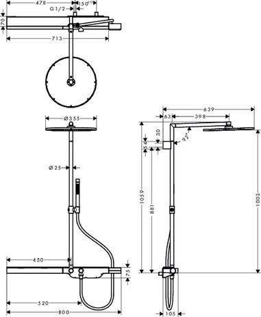 Showerpipe 800 Axor chrom