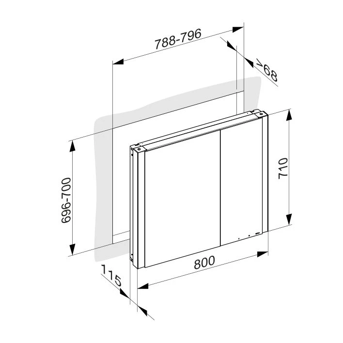 KEUCO Wandeinbau Spiegelschrank „Somaris“ Eiche hell Dekor, Unterputz, mit Spiegelheizung 800 × 710 × 115 mm KEUCO Wandeinbau Spiegelschrank „Somaris“ Eiche hell Dekor, Unterputz, mit Spiegelheizung 800 × 710 × 115 mm