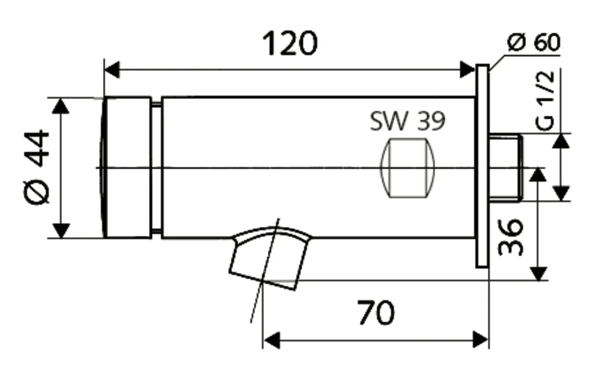Aufputz-Waschtisch-Armatur PETIT SC, Kaltwasser / vorgemischtes Wasser, Selbstschluss Wandauslauf-Armatur, DN 15 G 1/2 AG, chrom
