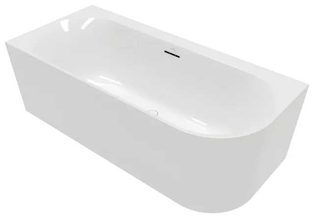 Villeroy & Boch Badewanne mit ovaler Innenform „Loop & Friends“ vorwand oval 180 × 80 cm, links in Weiß Alpin
