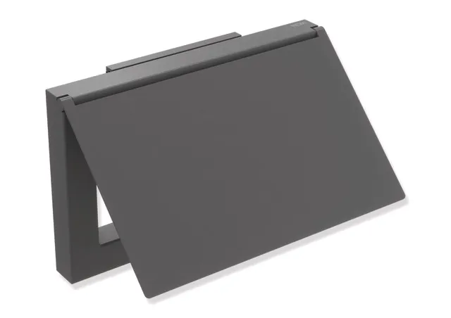 WC-Papierhalter mit Deckel, Edelstahl, pulverbeschichtet, Breite 140 mm, Höhe 90 mm, Tiefe 23 mm, in Farbe DC (Schwarz tiefmatt) WC-Papierhalter mit Deckel, Edelstahl, pulverbeschichtet, Breite 140 mm, Höhe 90 mm, Tiefe 23 mm, in Farbe DC (Schwarz tiefmatt)