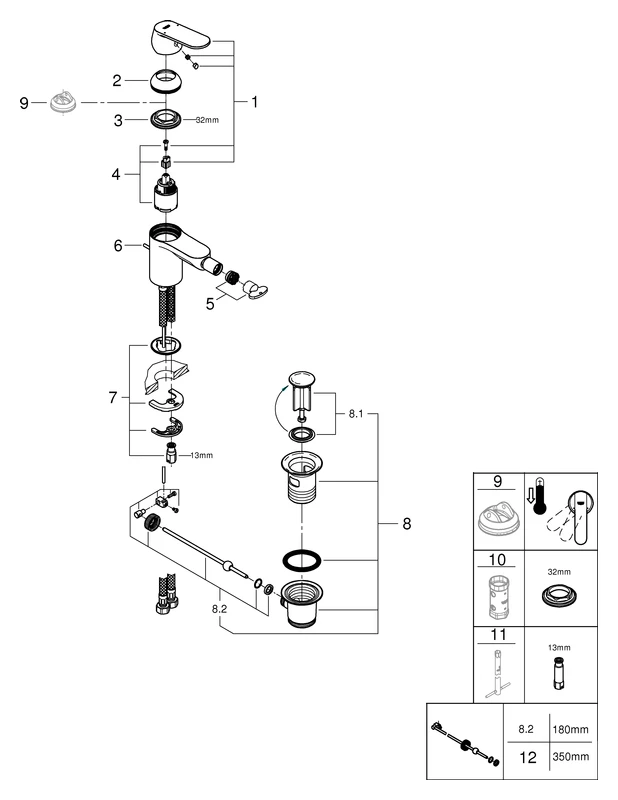 Grohe Eurosmart Cosmopolitan Einhand-Bidetbatterie 32839, chrom Grohe Eurosmart Cosmopolitan Einhand-Bidetbatterie 32839, chrom