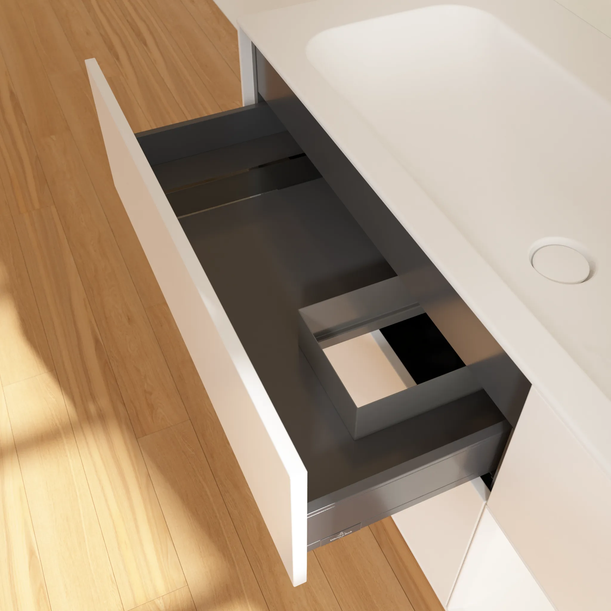 Villeroy & Boch Waschtischunterschrank „Finion“ für Schrankwaschtisch 1196 × 591 × 498 mm White Matt Lacquer, für Becken mittig