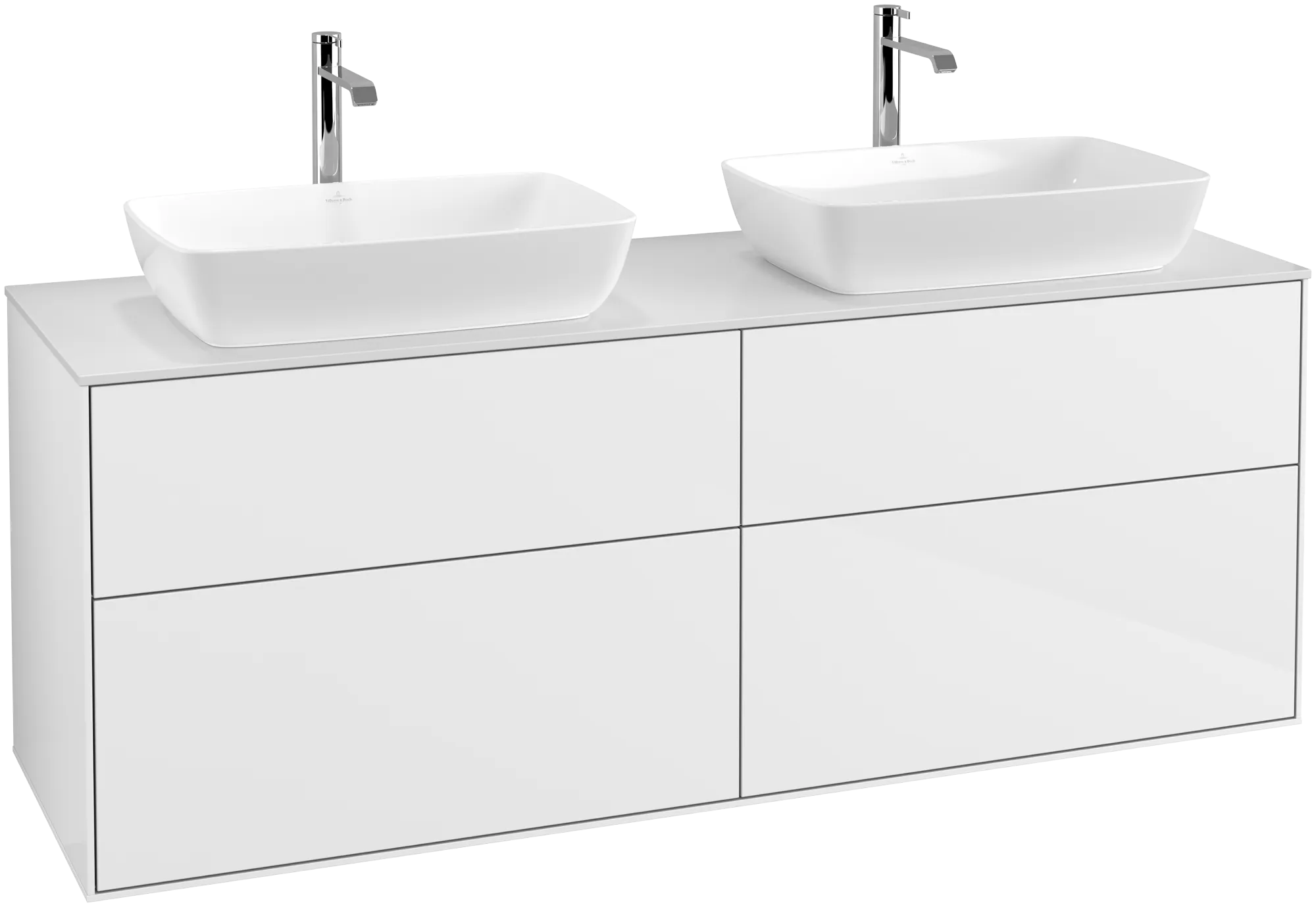 Villeroy & Boch Waschtischunterschrank „Finion“ für Schrankwaschtisch 1600 × 603 × 501 mm Glossy White Lacquer, für links und rechts, mit Hahnlochbohrung