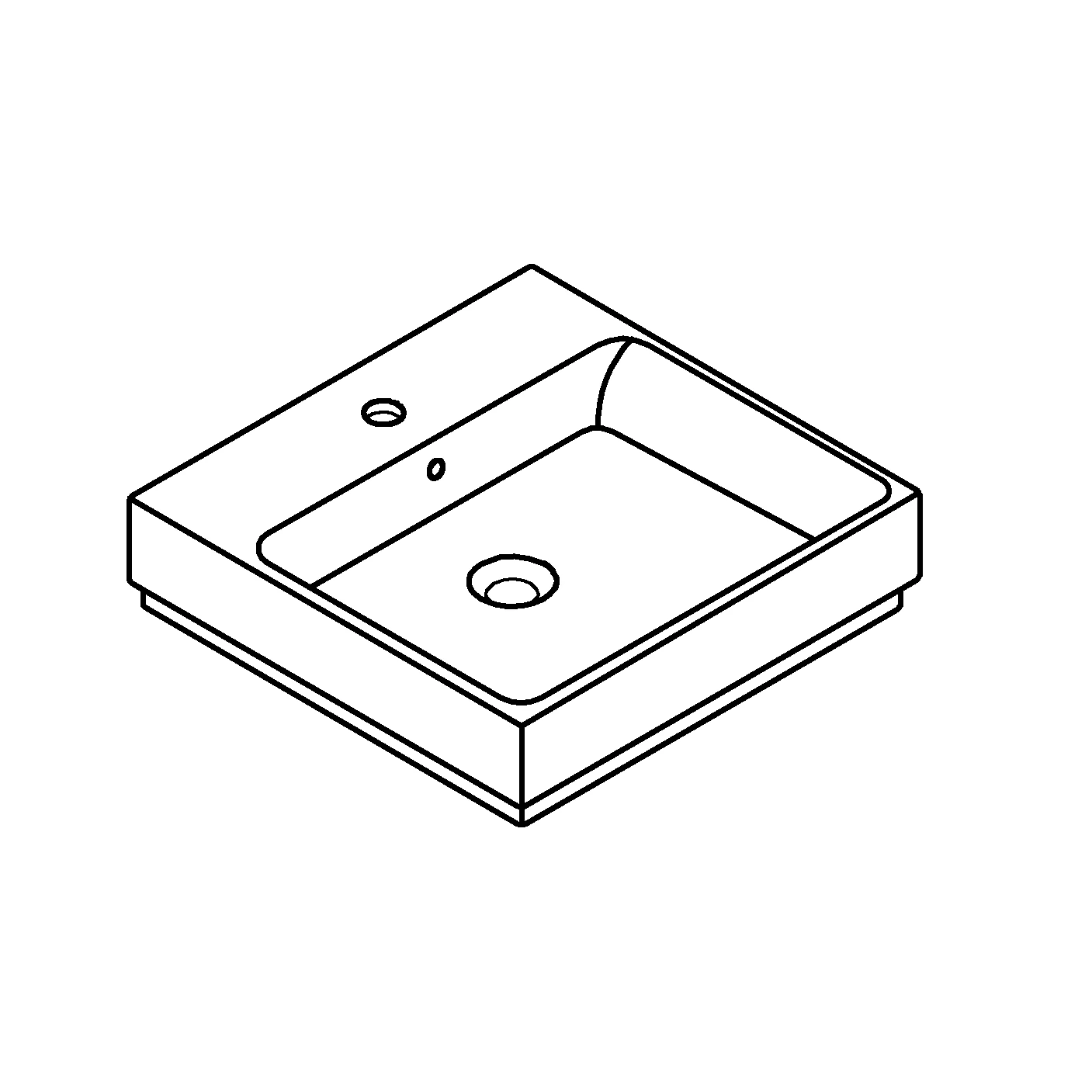 Aufsatzwaschtisch Cube Keramik 39478_H, 500 x 490 mm, 1 Hahnloch, 2 weitere vorgestochen, Rückseite glasiert, PureGuard Hygieneoberfläche, aus Sanitärkeramik, alpinweiß