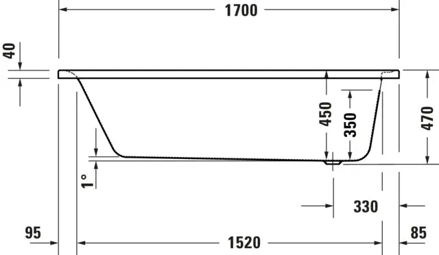 Duravit Badewanne „Soleil by Starck“ rechteck 170 × 75 cm, Fußablauf