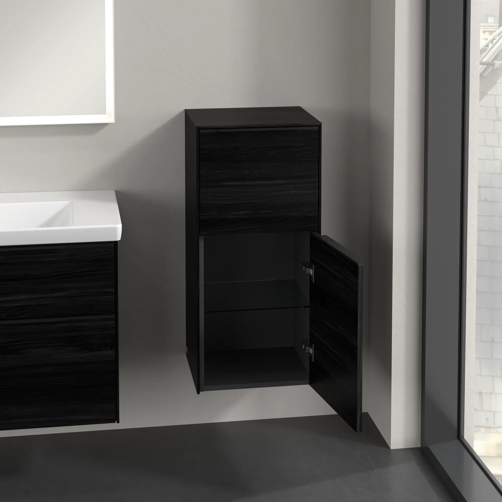 Villeroy & Boch Seitenschrank „Subway 3.0“ 40 × 86 × 36,2 × 36,2 cm 1 Auszug, 1 Tür, Anschlag (Scharnier) rechts, 1 Tür, Anschlag rechts