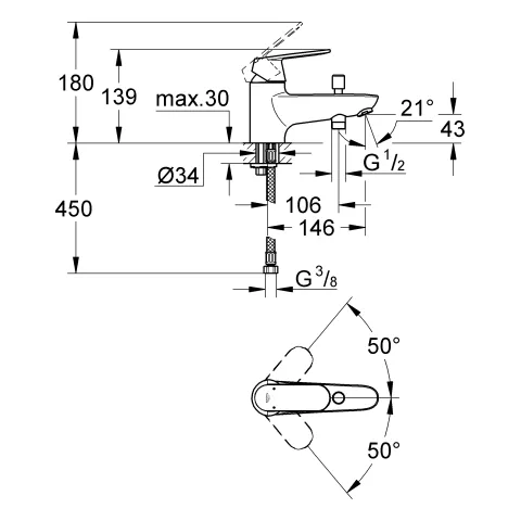 Wannenarmatur „Eurosmart Cosmopolitan“ Ausladung 146 mm Wannenarmatur „Eurosmart Cosmopolitan“ Ausladung 146 mm