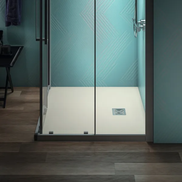 Ideal Standard Quadrat-Brausewanne Ultra Flat S + Sandstein 1000x1000 mm Ablauf 25 cm Mitte/Seite
