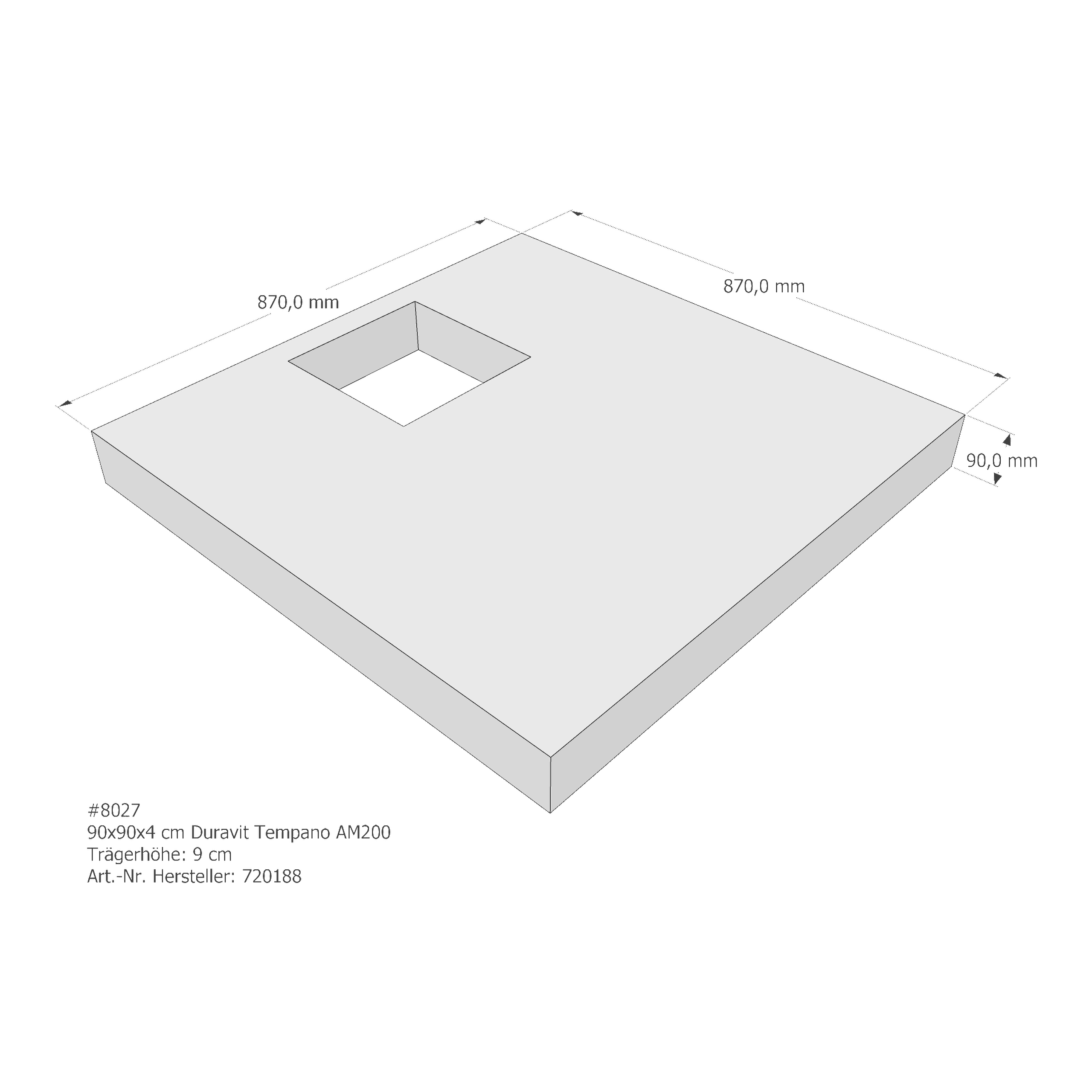 Duschwannenträger für Duravit Tempano 90 × 90 × 4 cm Breite: 90 cm / Länge: 90 cm Duschwannenträger für Duravit Tempano 90 × 90 × 4 cm Breite: 90 cm / Länge: 90 cm