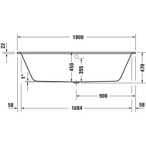 Badundu Badewanne oval 1800 × 800 mm, Mittelablauf Badundu Badewanne oval 1800 × 800 mm, Mittelablauf