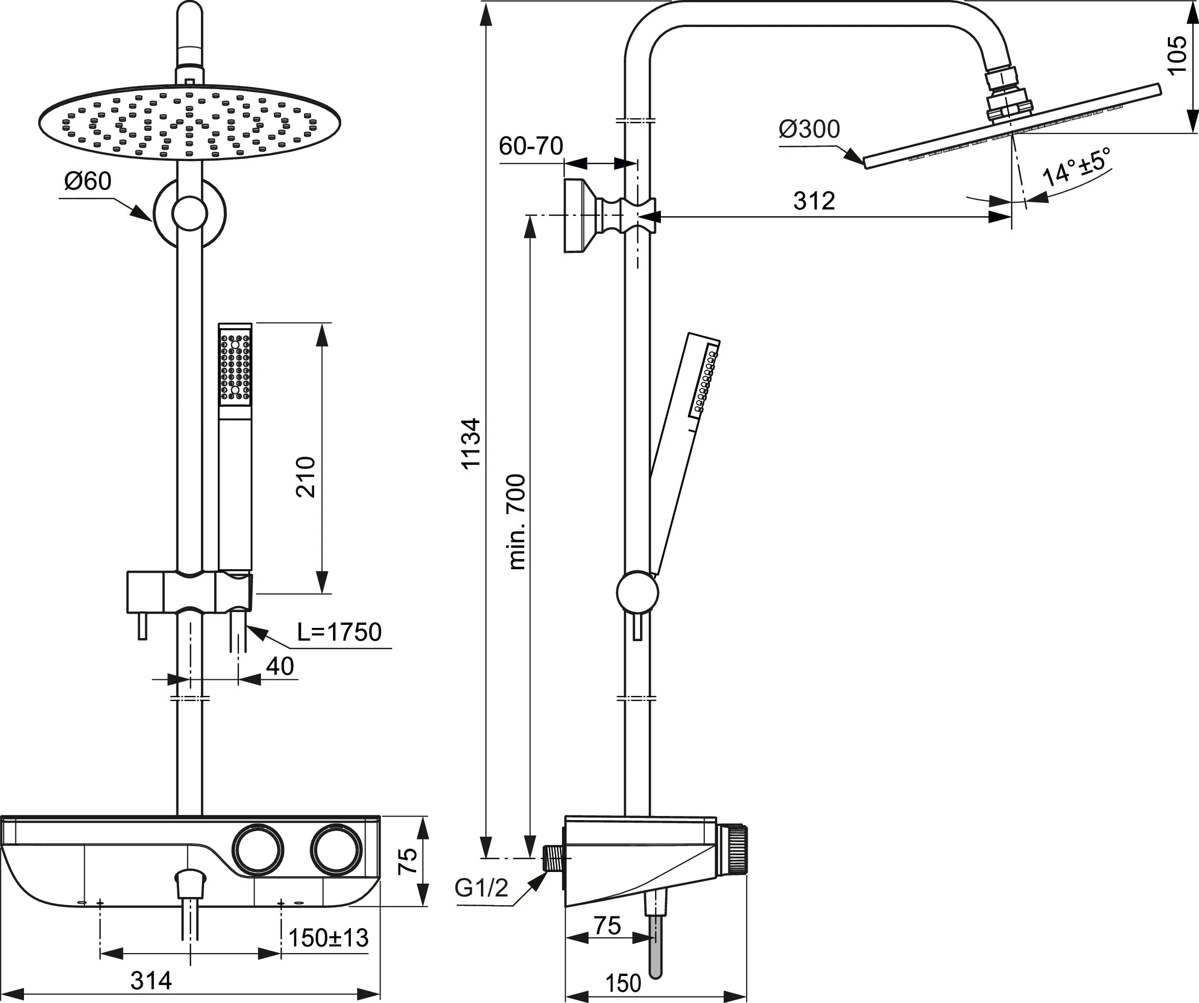 Ideal Standard Duschsystem „CerathermS200“