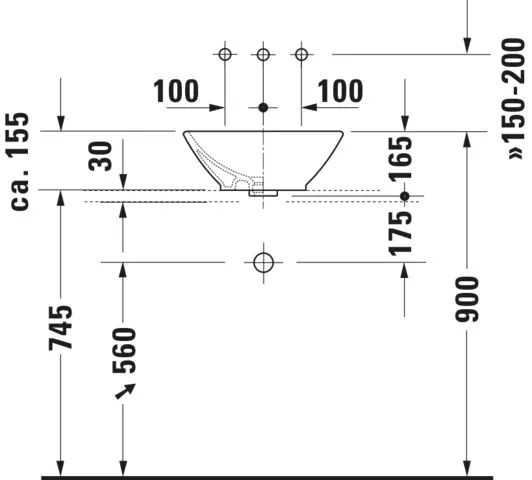 Aufsatzbecken Bacino 420 mm quadratisch, mit ÜL, ohne HLB, weiß