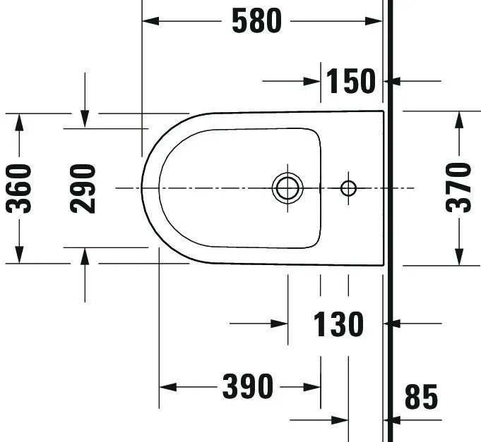 Duravit Stand-Bidet back to wall „D-Neo“, Befestigung sichtbar 37 × 58 × 40 cm