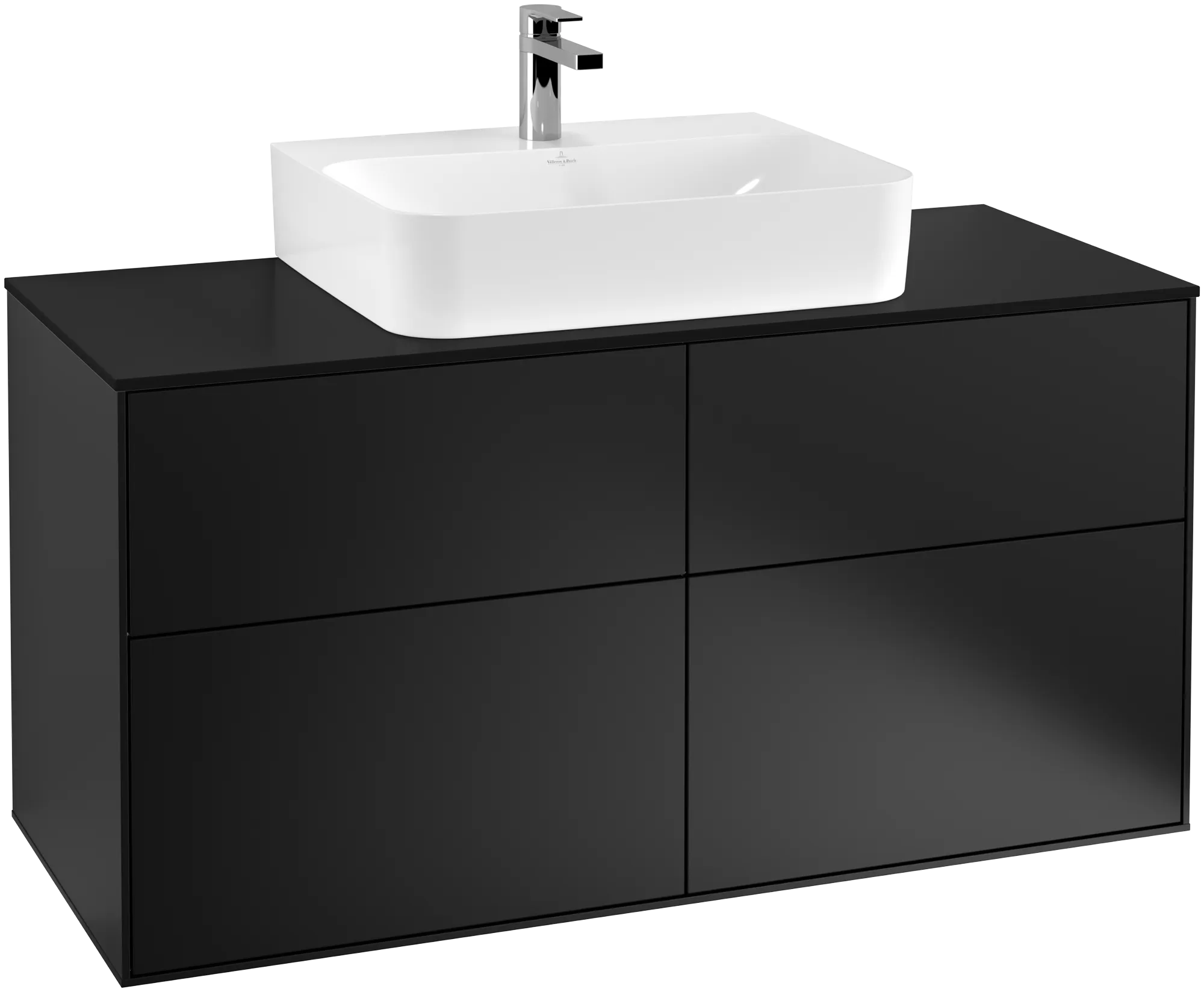 Villeroy & Boch Finion Waschbeckenunterschrank G13, 1200x603x501mm, Black Matt Lacquer / Glass Black Matt