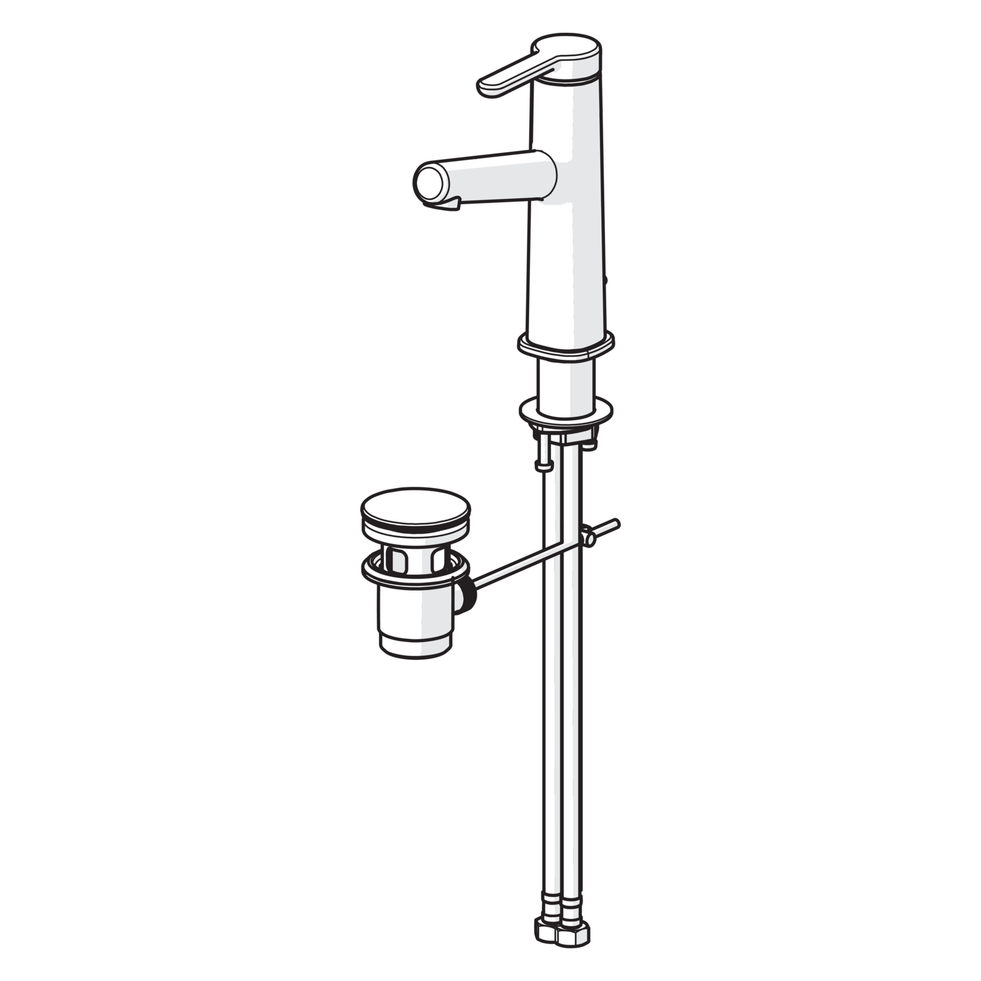 HA Einhebelmischer Waschtischbatterie HANSADESIGNO Style 5183 Zugstangenablaufgarnitur Ausladung 128 mm DN15 Chrom