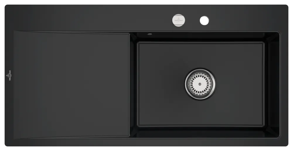 Villeroy & Boch flächenbündiges Küchenspülbecken „Subway Style“ 60 flat 980 × 490 × 220 mm, für Becken rechts in Pure Black Villeroy & Boch flächenbündiges Küchenspülbecken „Subway Style“ 60 flat 980 × 490 × 220 mm, für Becken rechts in Pure Black