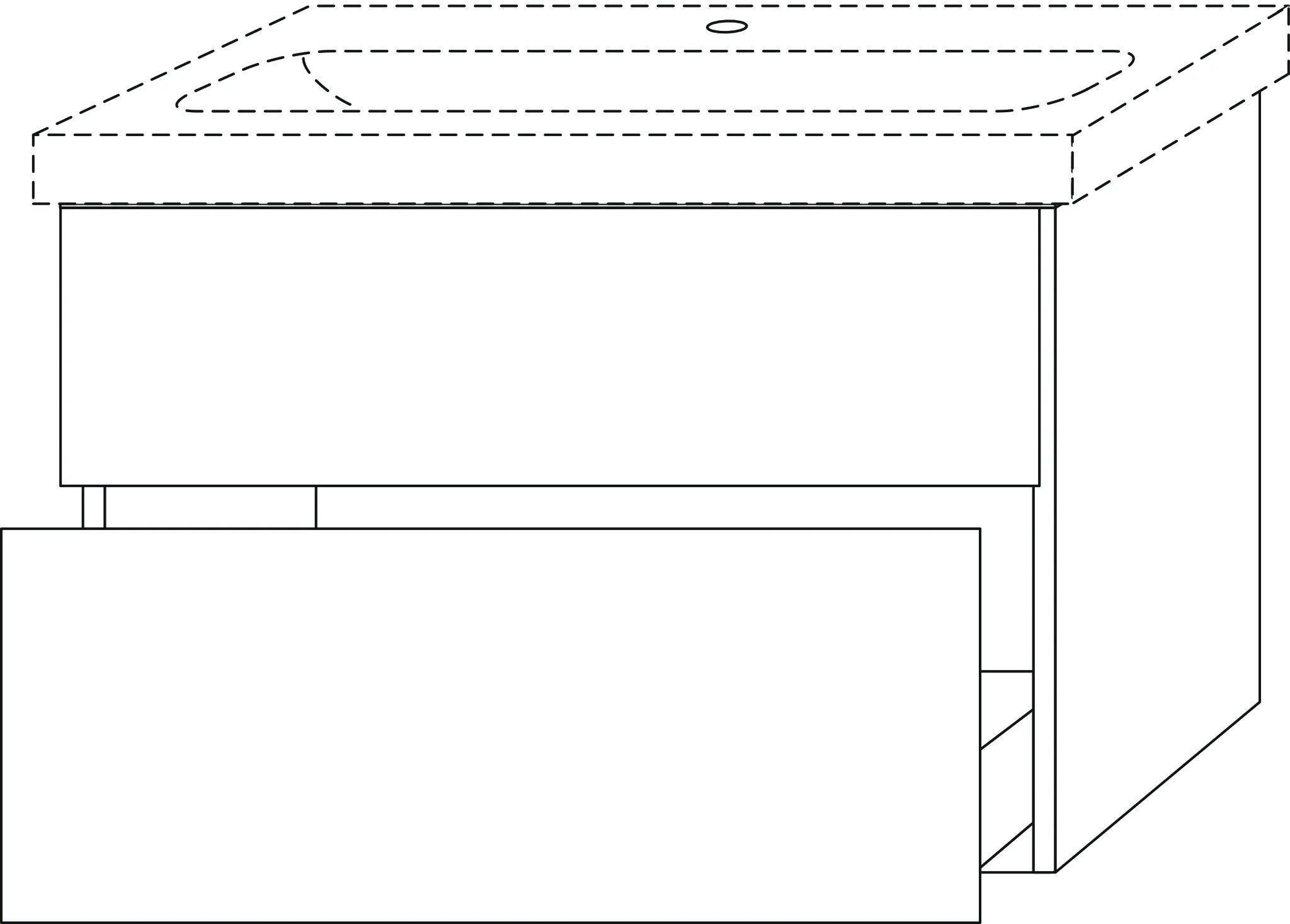 Waschtischunterbau mit Auszügen 3way (BR575) 591x850x462 Anthrazit-Matt