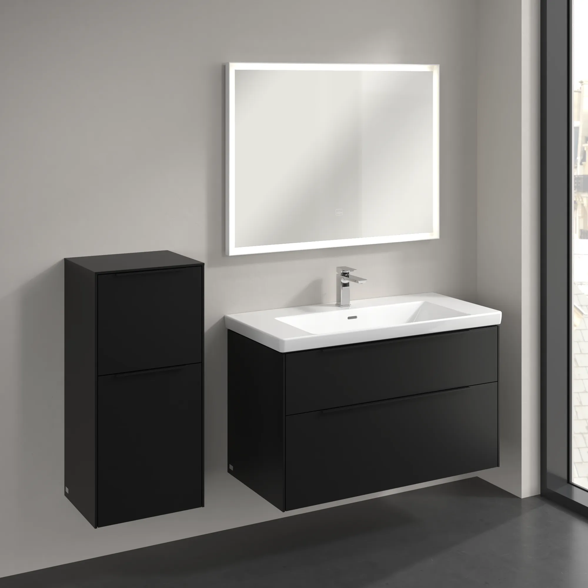 Villeroy & Boch Seitenschrank „Subway 3.0“ 40 × 86 × 36,2 × 36,2 cm 1 Auszug, 1 Tür, Anschlag (Scharnier) links, 1 Tür, Anschlag links