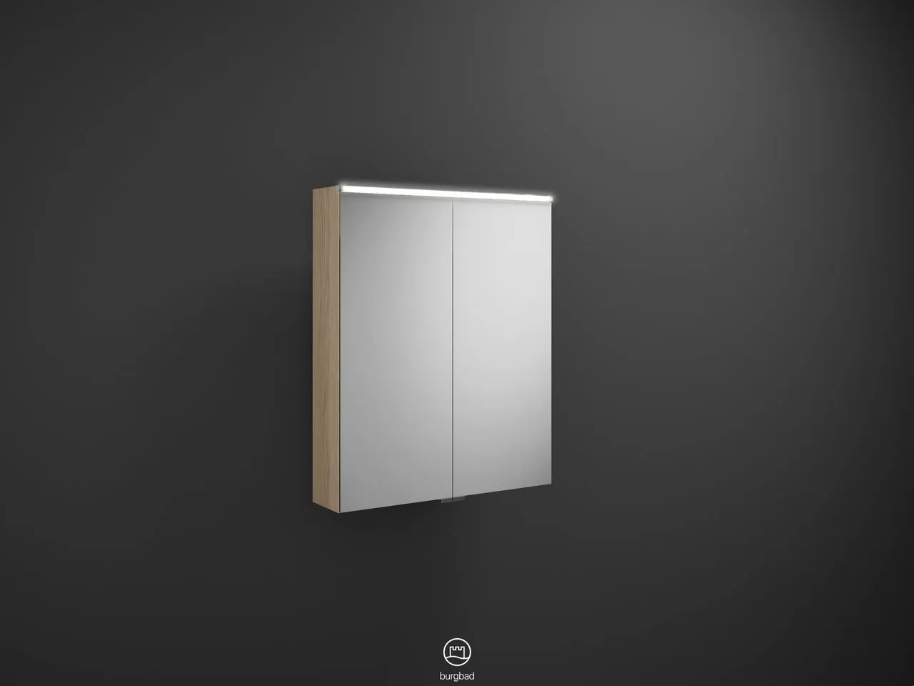 Spiegelschrank Eqio von burgbad - beidseitig verspiegelt, LED-Aufsatzleuchte 4250 K, 170 mm tief, 650 mm breit, 800 mm hoch Spiegelschrank Eqio von burgbad - beidseitig verspiegelt, LED-Aufsatzleuchte 4250 K, 170 mm tief, 650 mm breit, 800 mm hoch