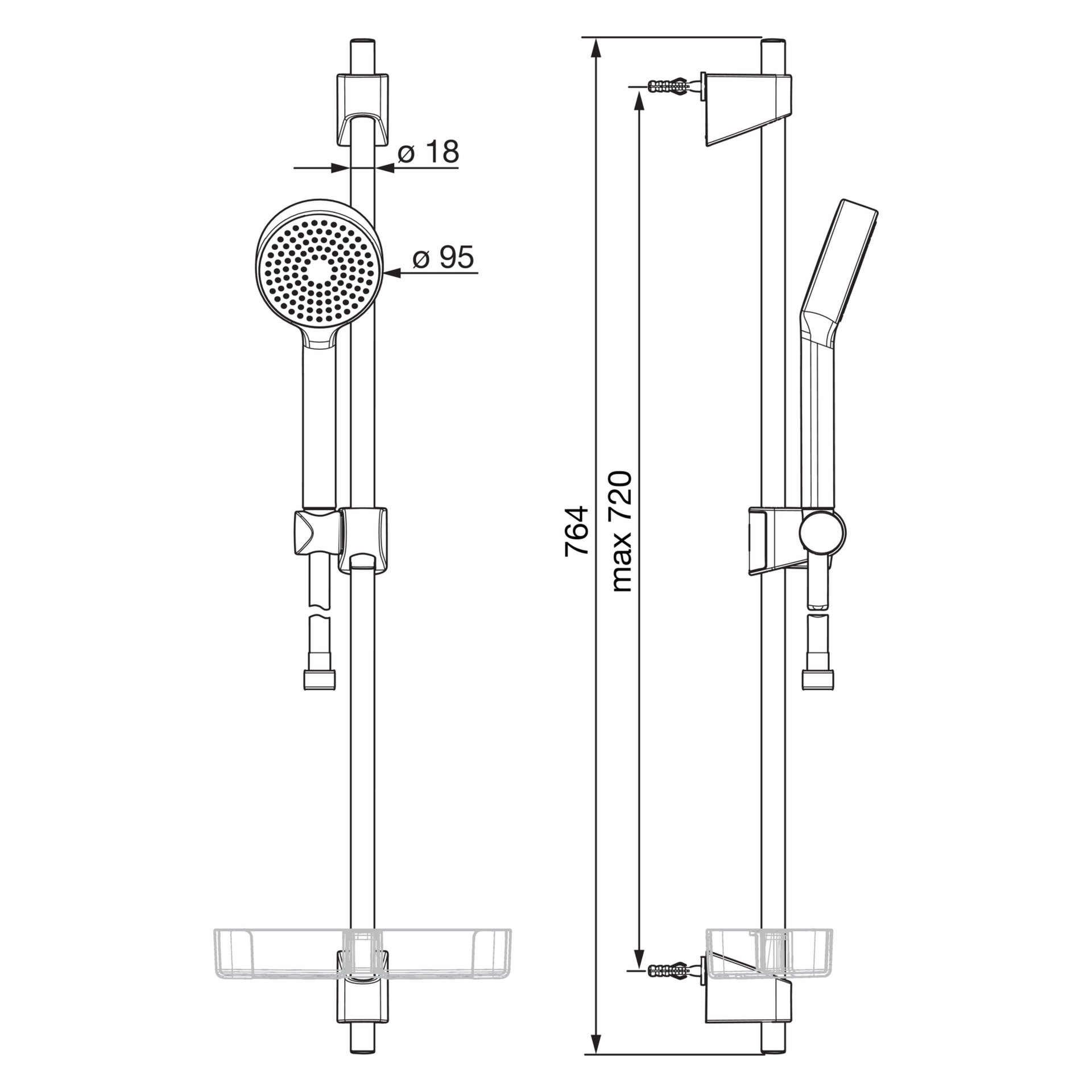 HA Wandst.garnitur HANSABASICJET 4478 1-strahlig d 95 mm DN15 chr