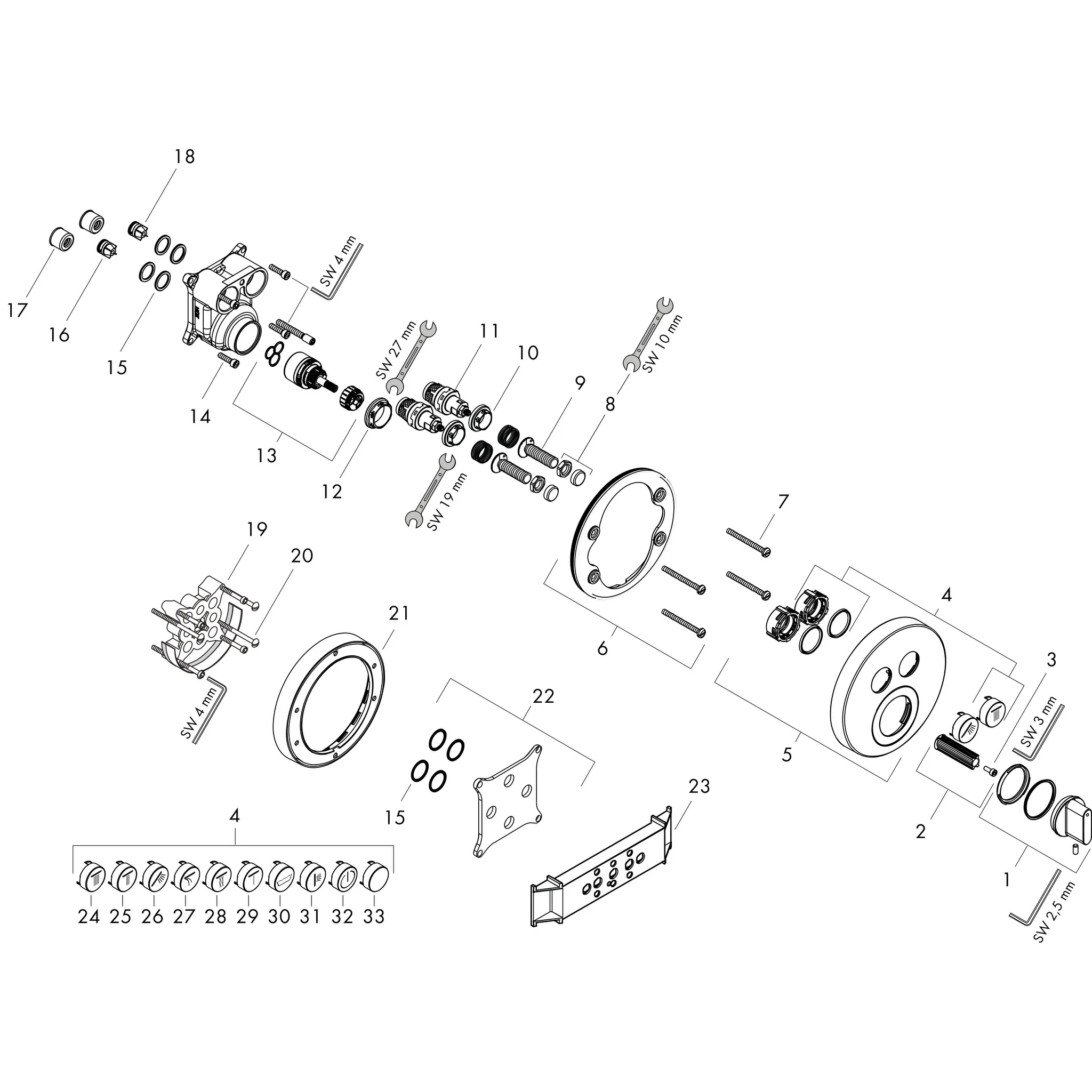 Mischer Unterputz ShowerSelect S Fertigset 2 Verbraucher chrom Mischer Unterputz ShowerSelect S Fertigset 2 Verbraucher chrom