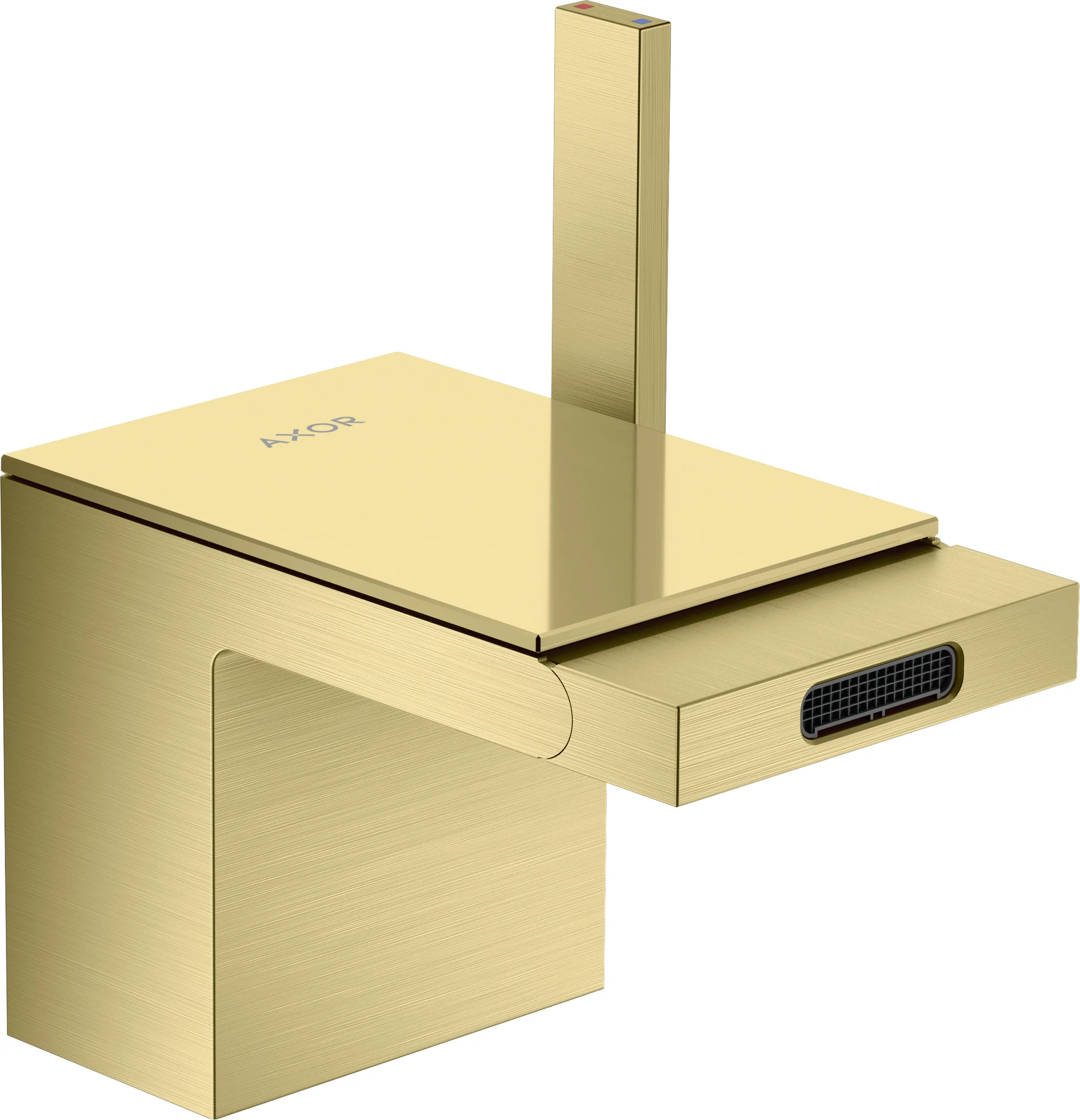 Hansgrohe AXOR MyEdition Bidetmischer - Einhebel-Bidetmischer mit Push-Open Ablaufgarnitur, Brushed Brass, Ausladung 121 mm, Auslaufhöhe 83 mm