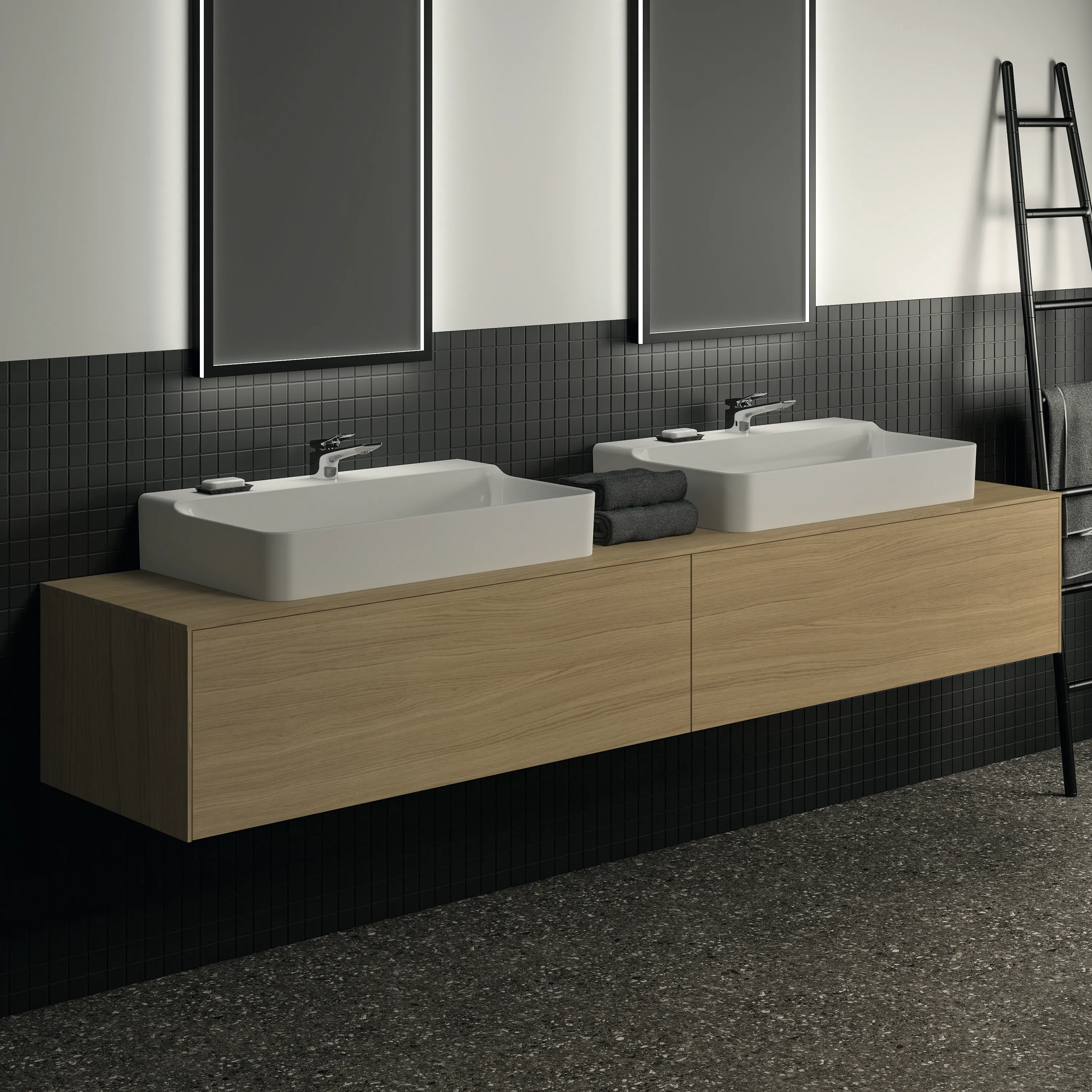Ideal Standard Waschtischunterschrank „Conca“ 238,7 × 37 × 50,5 cm Eiche hell Furnier Ideal Standard Waschtischunterschrank „Conca“ 238,7 × 37 × 50,5 cm Eiche hell Furnier