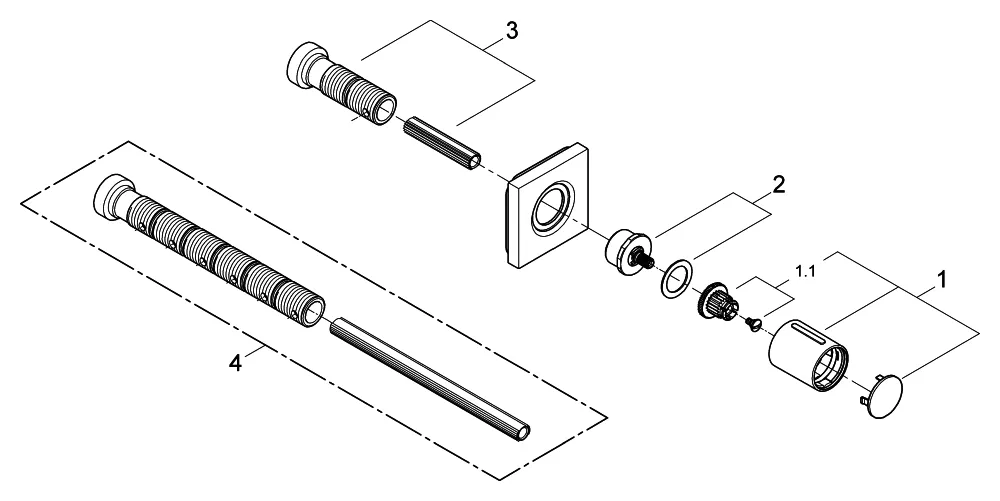 Unterputzventil Grohtherm F 100754, 1-fach, Fertigmontageset für Rapido C, satin graphite