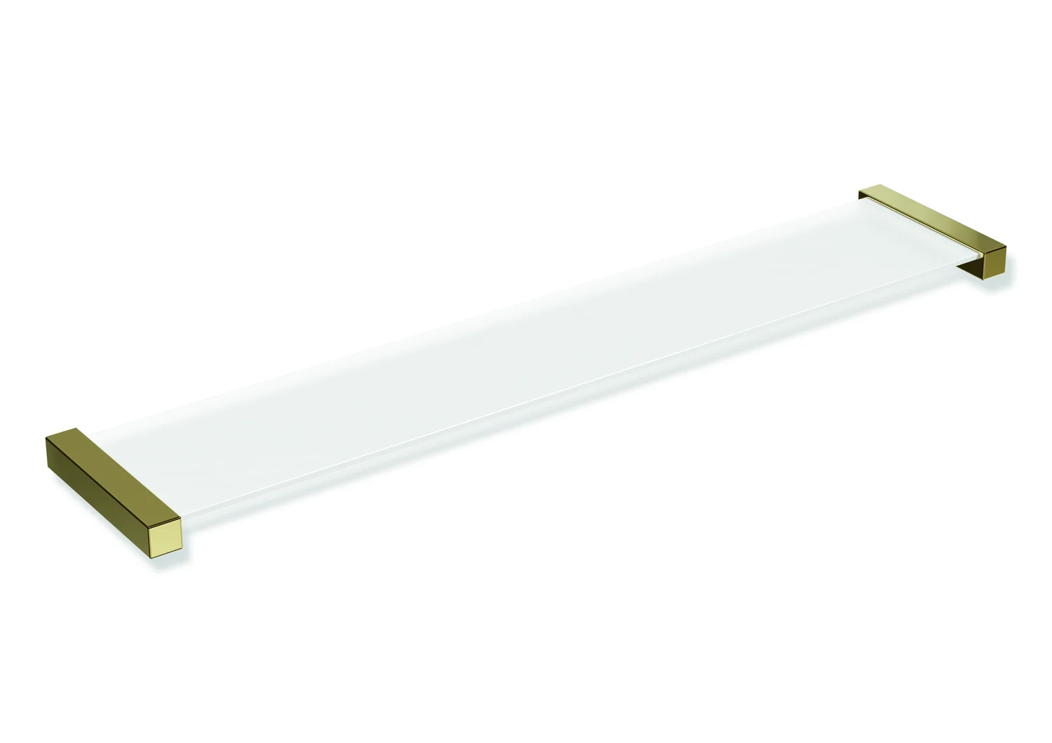 Ablage, Edelstahl, PVD, Ablagefläche aus ESG-Glas (4 mm), von der Unterseite satiniert, Breite 616 mm, Höhe 20 mm, Tiefe 122 mm, in Farbe CK (Messing glänzend)