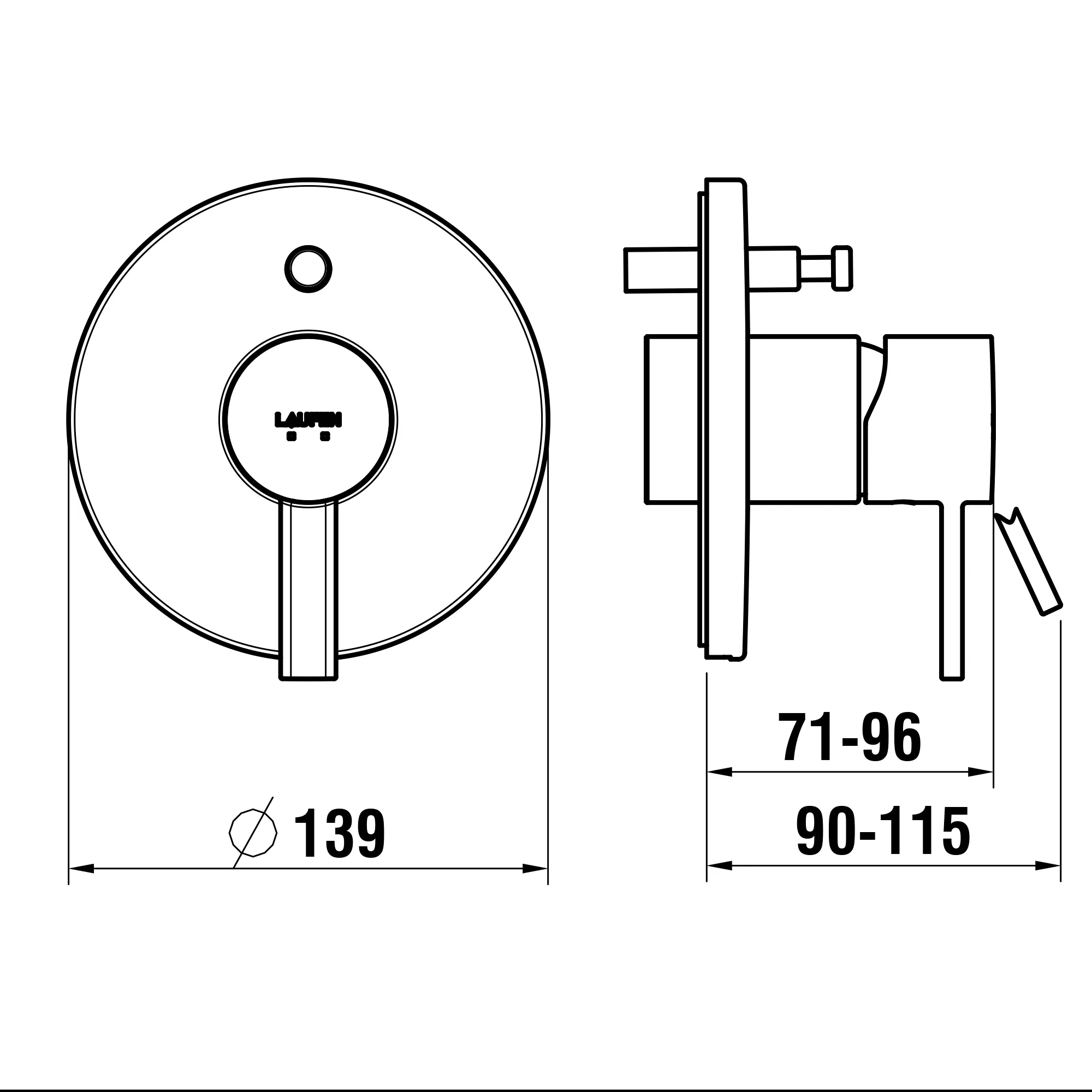 Einhebel-Brausemischer Unterputz MEDA für SIMIBOX Standard oder SIMIBOX Light, mit Rohrunterbrecher, 2 Mischwasserabgänge, chrom