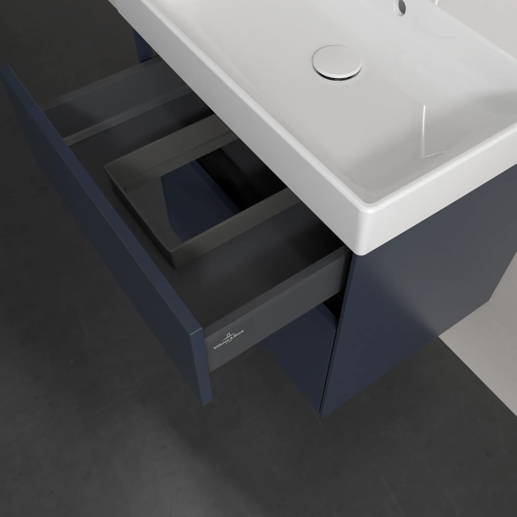 Villeroy & Boch Waschtischunterschrank „Collaro“ 554 × 546 × 444 mm Marine Blue, für Becken mittig, mit Beleuchtung, Soft Closing Villeroy & Boch Waschtischunterschrank „Collaro“ 554 × 546 × 444 mm Marine Blue, für Becken mittig, mit Beleuchtung, Soft Closing