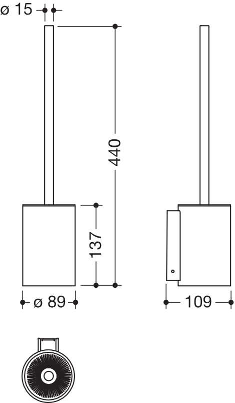 HEWI Toilettenbürstengarnitur „System 900“ 8,9 × 44 cm