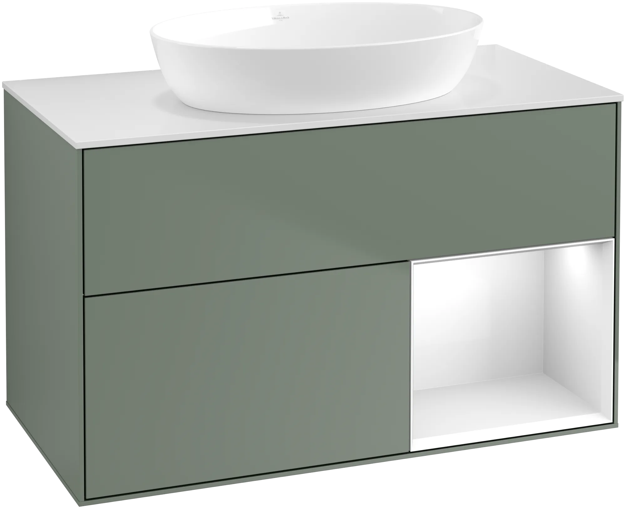 Villeroy & Boch Finion Waschbeckenunterschrank GA2 1000x603x501mm Olive Matt Lacquer/Glossy White Lacquer/Glass White Matt