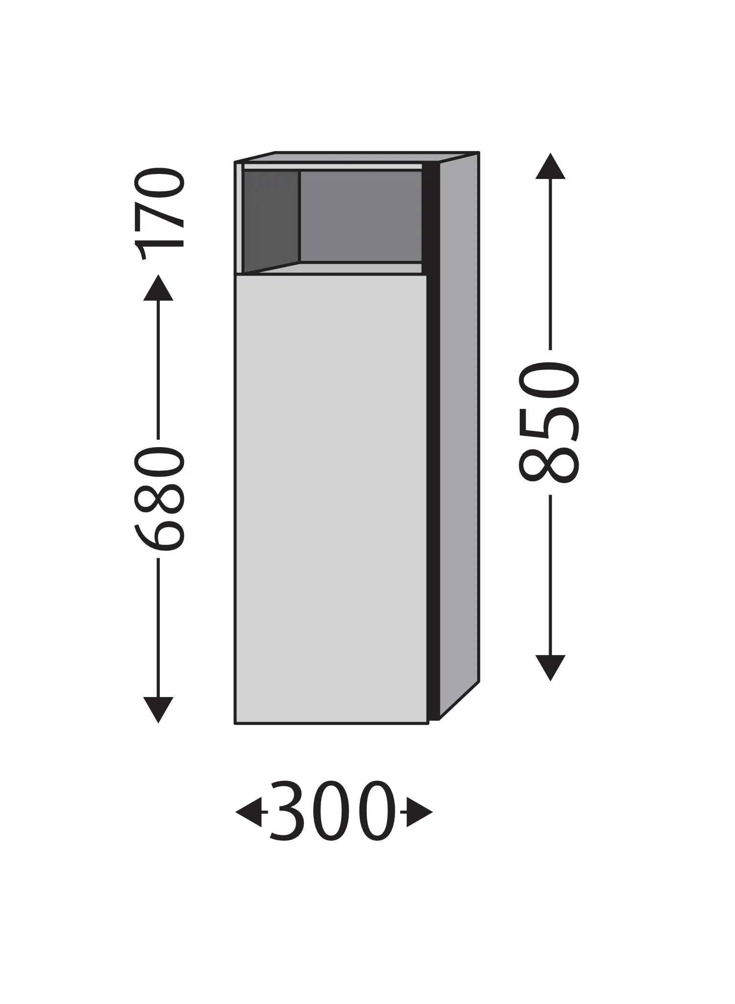 Mittelschrank rechts 3way (SP131) 850x300x345 Graphit-Matt